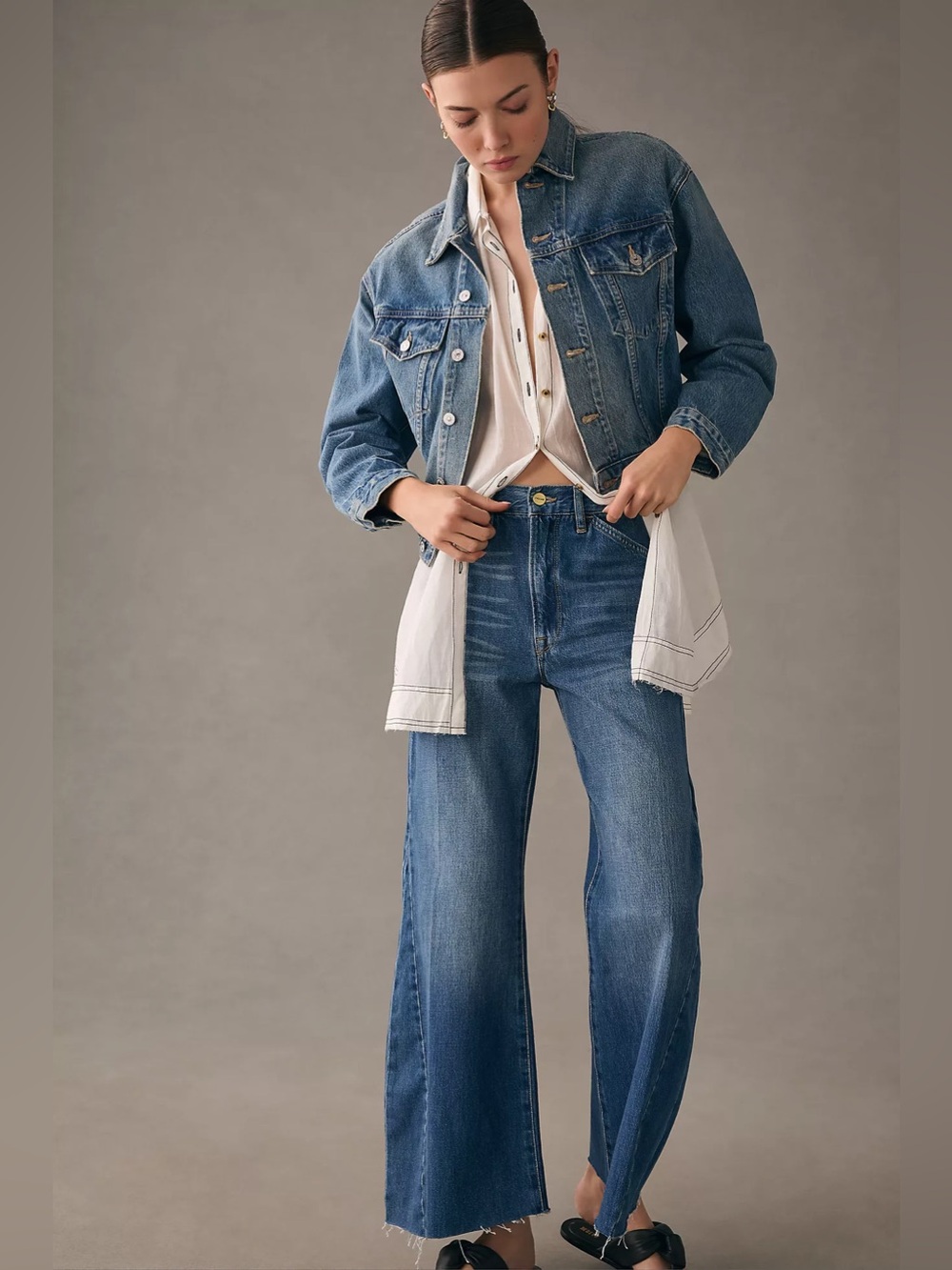 FRAME Le Baggy Palazzo Jeans in Seafarer, Size 26 - Picture 4 of 13